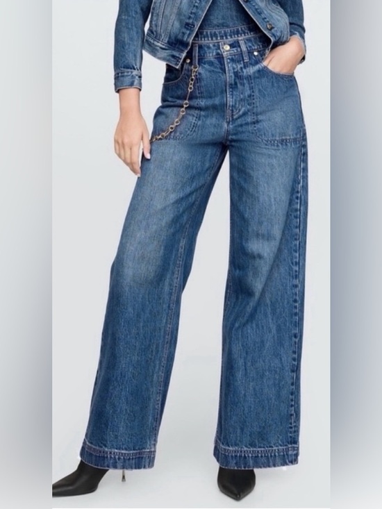 cult gaia Denim - Cult Gaia X Gap Wide-Leg Jeans With Detachable Gold Chain Sz 28